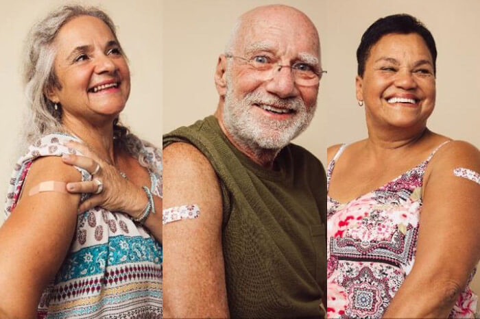 Diverse group of older adults that just received flu vaccine