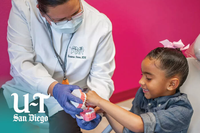 Union Tribune TrueCare Mission Mesa Pediatric Dental patient with dentist